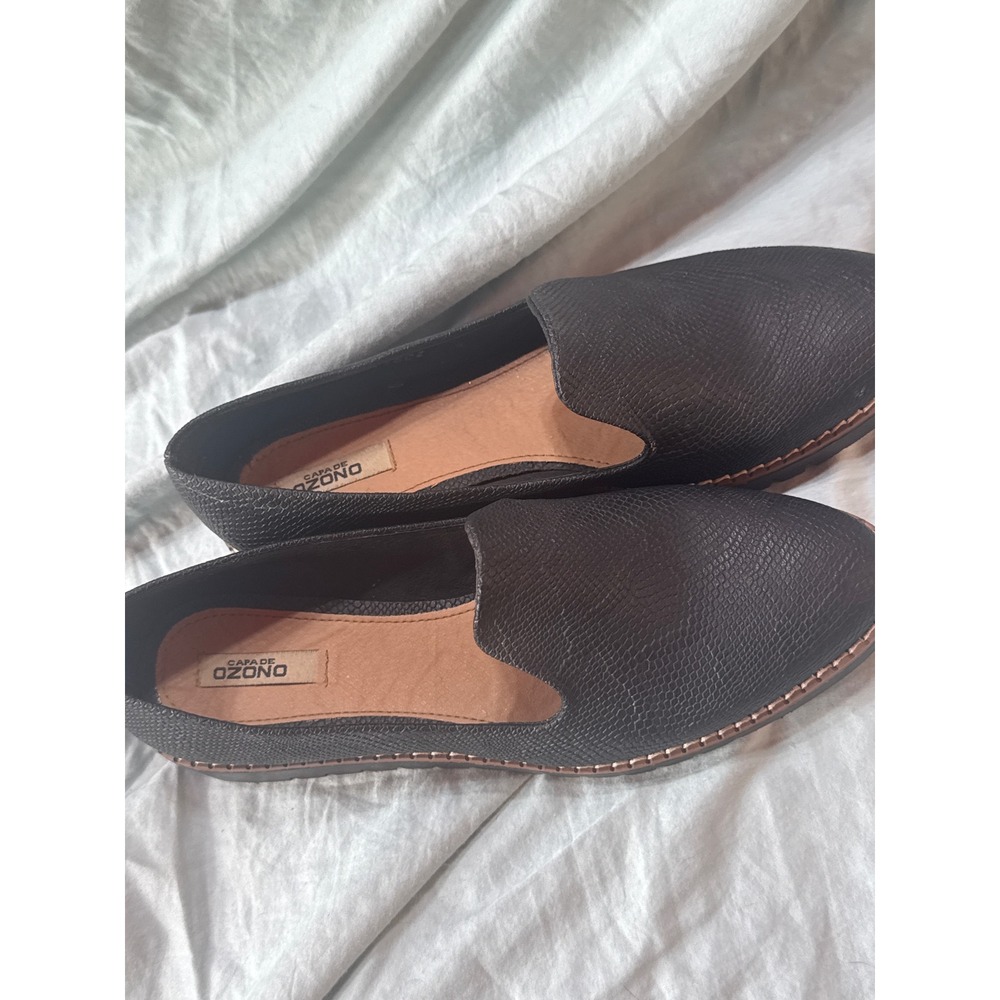 CAPA DE OZONO Black Loafer Flats Women's Slip On Shoes Comfort Casual